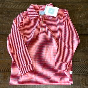 BNWT bella bliss boys long sleeve polo red/white striped shirt Sz 2